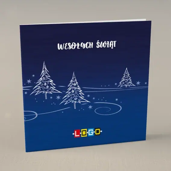 Kartka świąteczna z logo BN2-131 Kredowy zagajnik na ciemnym tle, przód