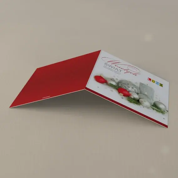 Kartka świąteczna z logo BN2-137 Wosk i ozdoby na igliwiu, tył