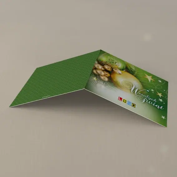 Kartka świąteczna z logo BN2-141 Cytrynowa kula wśród świerków, tył