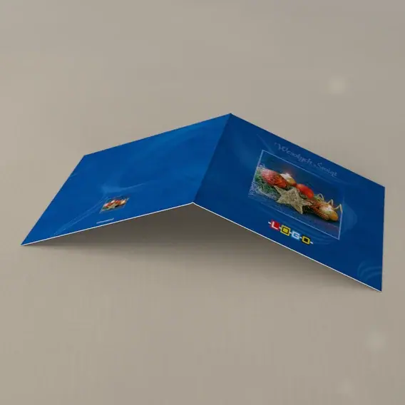 Kartka świąteczna z logo BN2-150 Granatowy kadr z ozdobami, tył