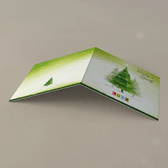 Kartka świąteczna z logo BN2-154 Rozświetlony świerk w zamieci, tył