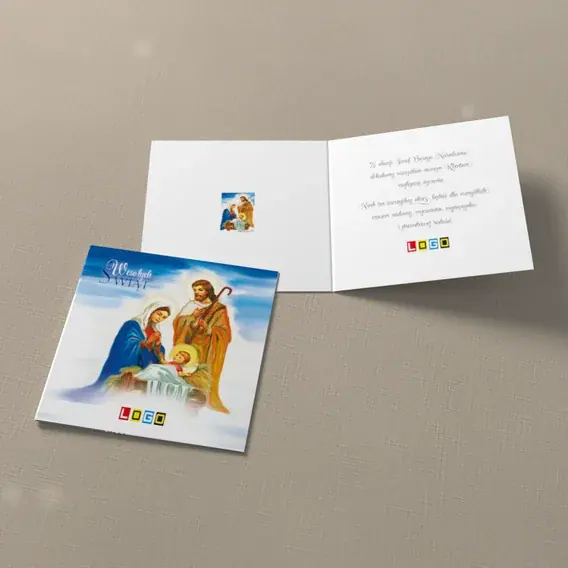 Kartka świąteczna z logo BN2-155 Betlejemski obraz w błękicie, widok ogólny