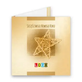 Kartka świąteczna z logo BN2-157 Złoty splot gwiazdy, okładka