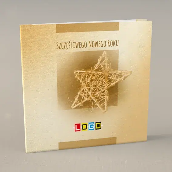 Kartka świąteczna z logo BN2-157 Złoty splot gwiazdy, przód