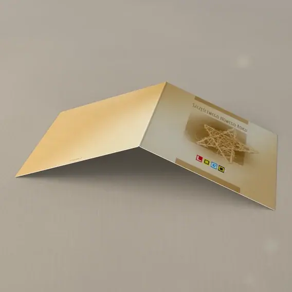 Kartka świąteczna z logo BN2-157 Złoty splot gwiazdy, tył