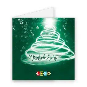 Kartka świąteczna z logo BN2-168 Zielona spirala w płatkach, okładka