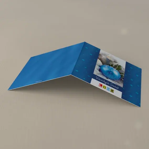 Kartka świąteczna z logo BN2-183 Płomyk obok lodowej bombki, tył