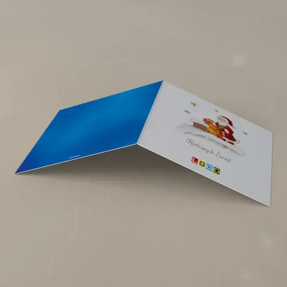 Kartka świąteczna z logo BN2-186 Renifery i czerwony płaszcz, tył