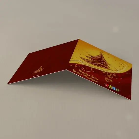 Kartka świąteczna z logo BN2-187 Wstęgi zwinięte w drzewko, tył