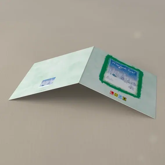 Kartka świąteczna z logo BN2-192 Blade świerki w cienkiej ramce, tył