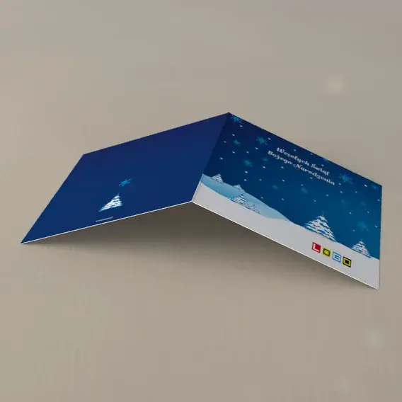 Kartka świąteczna z logo BN2-197 Nierówny las w granatowej ciszy, tył