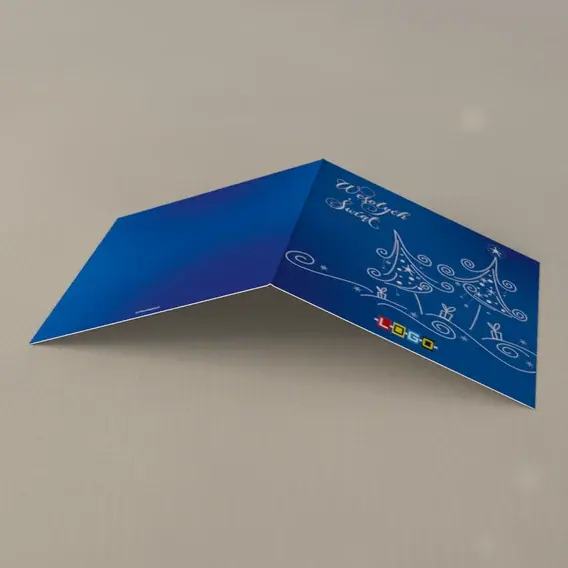 Kartka świąteczna z logo BN2-199 Pętle z kredy na tuszu, tył