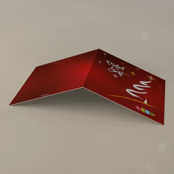 Kartka świąteczna z logo BN2-200 Biały wir w ogniu czerwieni, tył