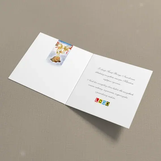 Kartka świąteczna z logo BN2-204 Ostrokrzew opleciony dzwonami, wnętrze