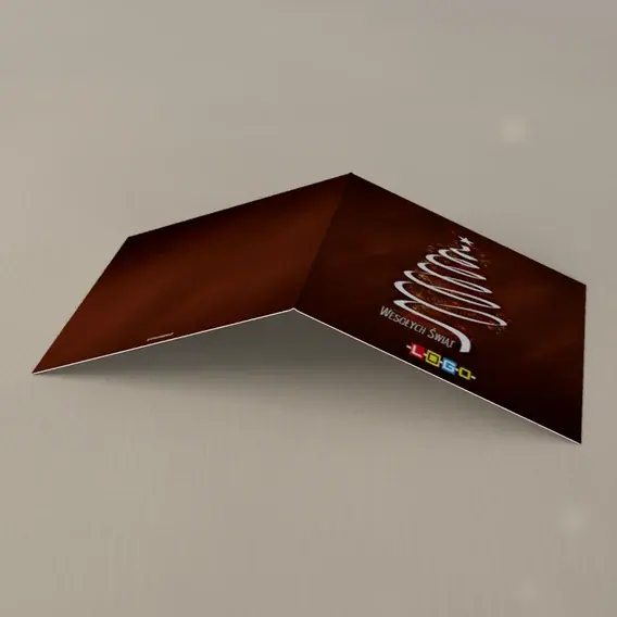 Kartka świąteczna z logo BN2-205 Brązowa zawijana linia, tył