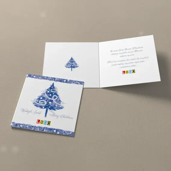 Kartka świąteczna z logo BN2-210 Wzorzysta jodła w kadrze, widok ogólny