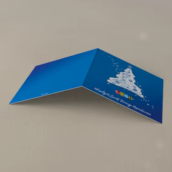Kartka świąteczna z logo BN2-221 Śnieżnobiałe drzewko pod gwiazdą, tył
