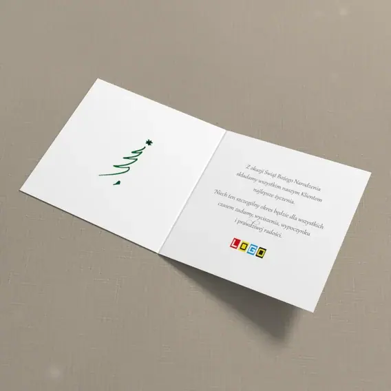 Kartka świąteczna z logo BN2-224 Drzewko utkane z zielonych fal, wnętrze