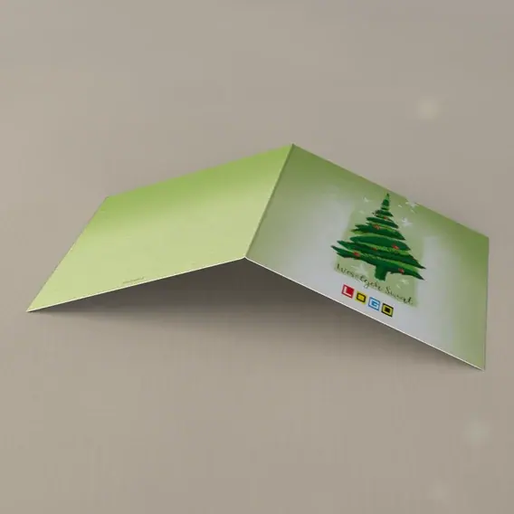 Kartka świąteczna z logo BN2-229 Zieleń w czerwone kropeczki, tył