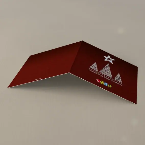 Kartka świąteczna z logo BN2-233 Zwoje układające się w jodełki, tył
