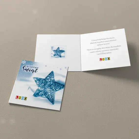 Kartka świąteczna z logo BN2-241 Lodowy kształt z ażurem, widok ogólny