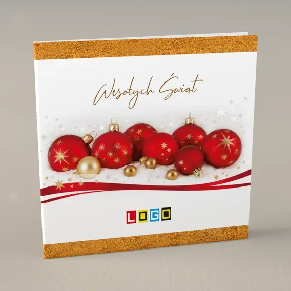 Kartka świąteczna z logo BN2-242 Szereg kul w żółtej oprawie, przód