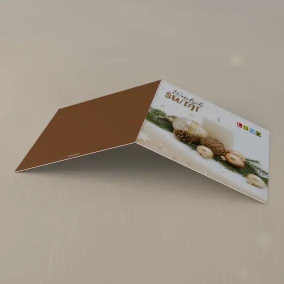 Kartka świąteczna z logo BN2-243 Płomyk w jasnym otoczeniu, tył