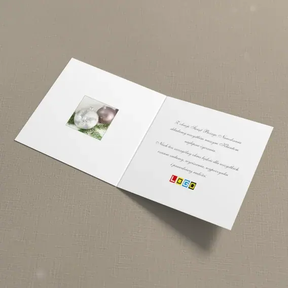 Kartka świąteczna z logo BN2-247 Szara trójka z płatkiem, wnętrze