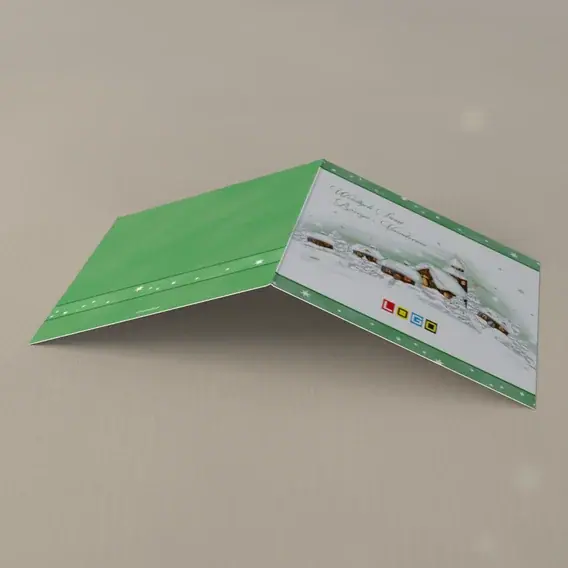 Kartka świąteczna z logo BN2-251 Chaty w białych zaspach, tył