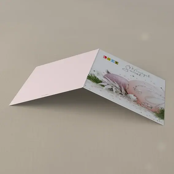 Kartka świąteczna z logo BN2-261 Pudrowy róż w igliwiu, tył