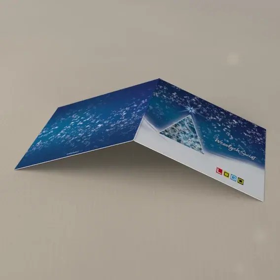 Kartka świąteczna z logo BN2-262 Drzewko z trójkątnych odłamków, tył