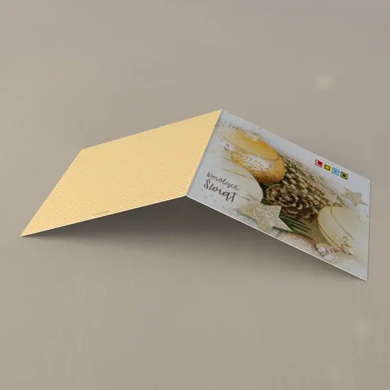 Kartka świąteczna z logo BN2-266 Matowe kule z szyszką, tył