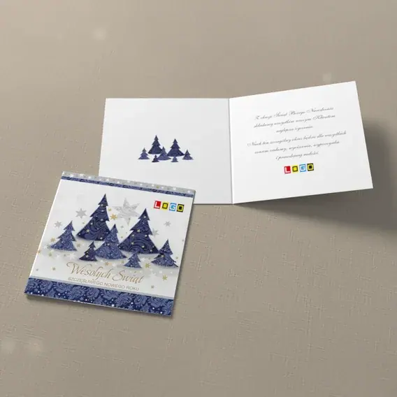 Kartka świąteczna z logo BN2-268 Granatowe sylwetki w kontraście, widok ogólny