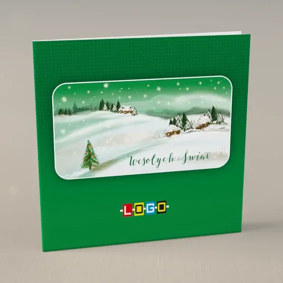 Kartka świąteczna z logo BN2-271 Wioska pod śniegiem, przód