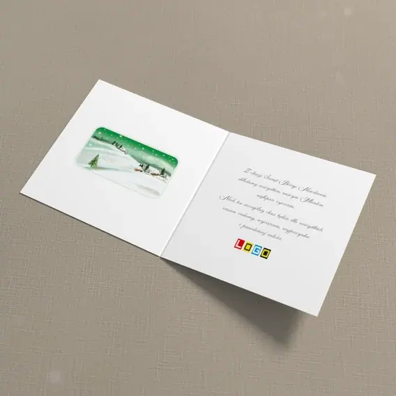 Kartka świąteczna z logo BN2-271 Wioska pod śniegiem, wnętrze