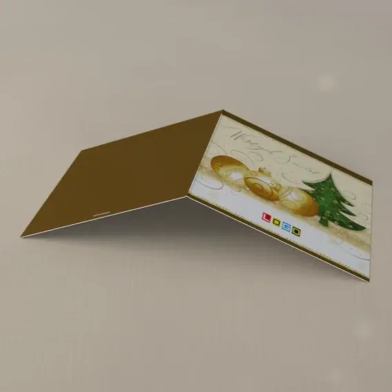 Kartka świąteczna z logo BN2-272 Para kul przy zielonym drzewku, tył