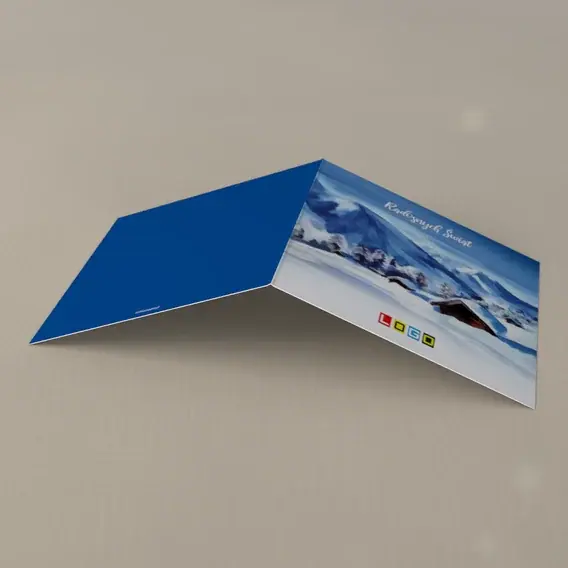 Kartka świąteczna z logo BN2-276 Chata pod górskimi szczytami, tył
