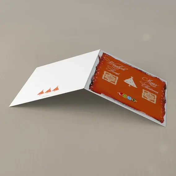 Kartka świąteczna z logo BN2-283 Czerwone drzewko w zamieci, tył