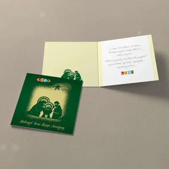 Kartka świąteczna z logo BN2-286 Domowe ognisko w zieleni, widok ogólny