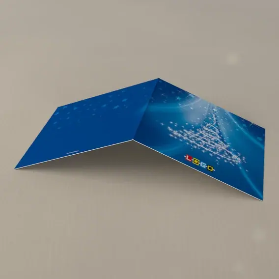Kartka świąteczna z logo BN2-287 Choinka nawinięta z jasnych punktów, tył