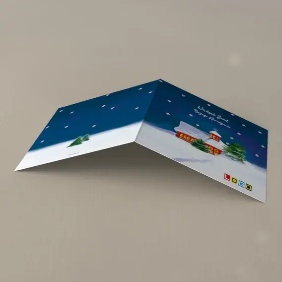 Kartka świąteczna z logo BN2-288 Czerwona chatka pod granatem, tył