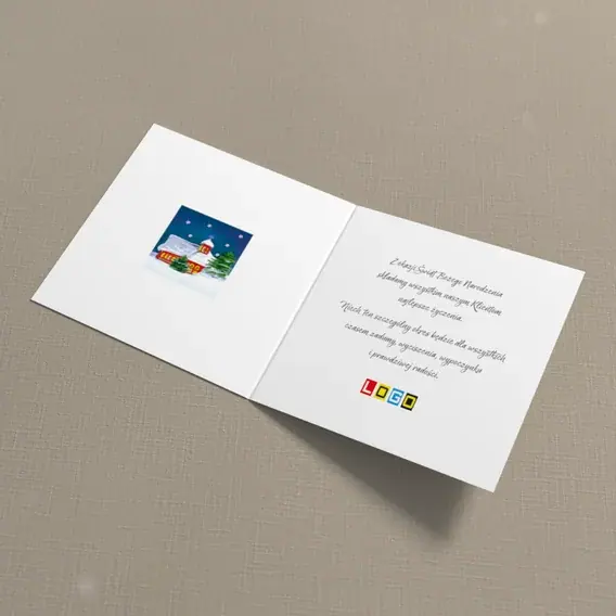 Kartka świąteczna z logo BN2-288 Czerwona chatka pod granatem, wnętrze