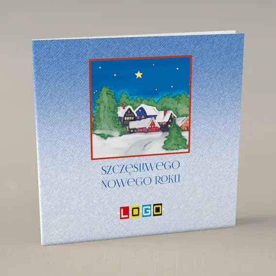 Kartka świąteczna z logo BN2-291 Samotna gwiazda nad dachem, przód