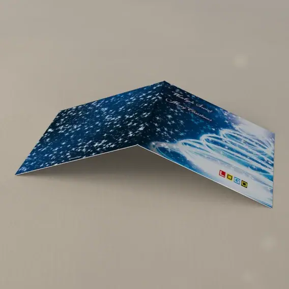 Kartka świąteczna z logo BN2-292 Spiralny świerk na nocnym niebie, tył