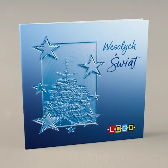 Kartka świąteczna z logo BN2-295 Rozgwieżdżony świerk z linii, przód