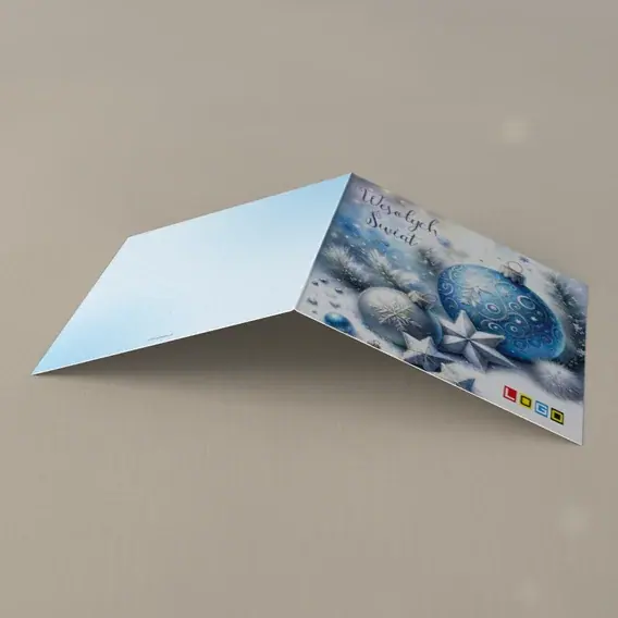 Kartka świąteczna z logo BN2-402 Chłodny duet i białe gwiazdy, tył