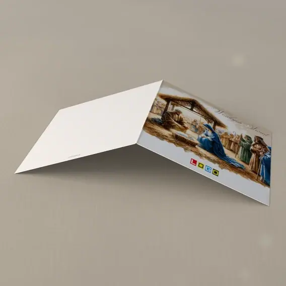 Kartka świąteczna z logo BN2-403 Maryja z Józefem i pasterzami, tył