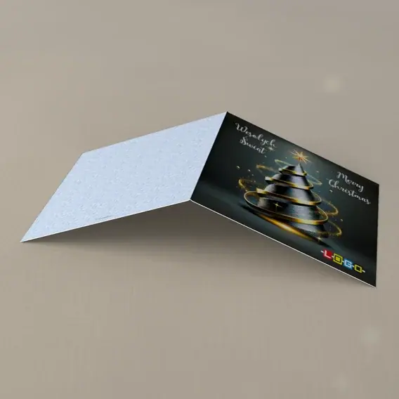 Kartka świąteczna z logo BN2-405 Zwinięte drzewko w kropki, tył