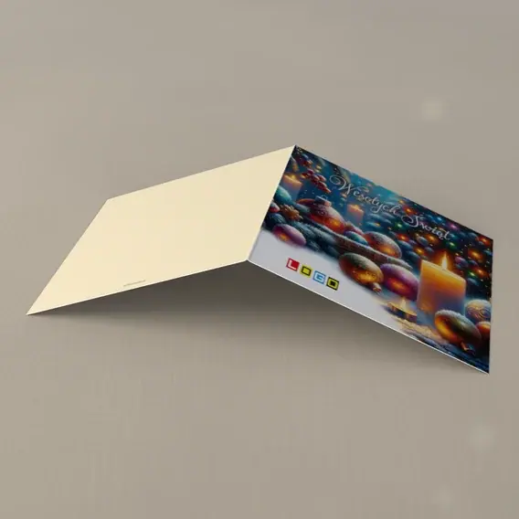 Kartka świąteczna z logo BN2-416 Świeca w oprawie gałązek, tył