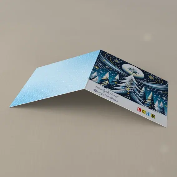 Kartka świąteczna z logo BN2-417 Księżyc nad falistą choinką, tył